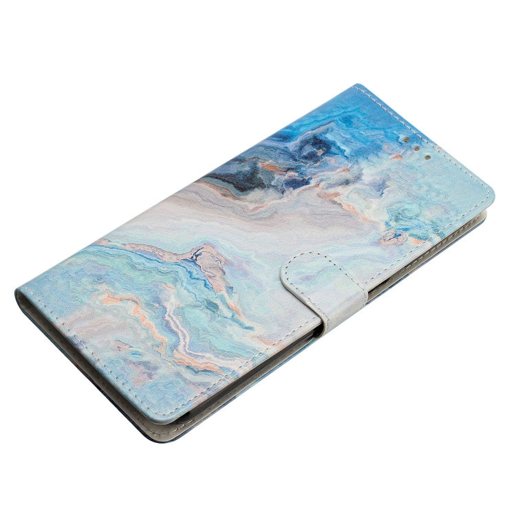 Blue Marble Leather Phone Case for Samsung Galaxy A05, showcasing its stylish design and functional features.